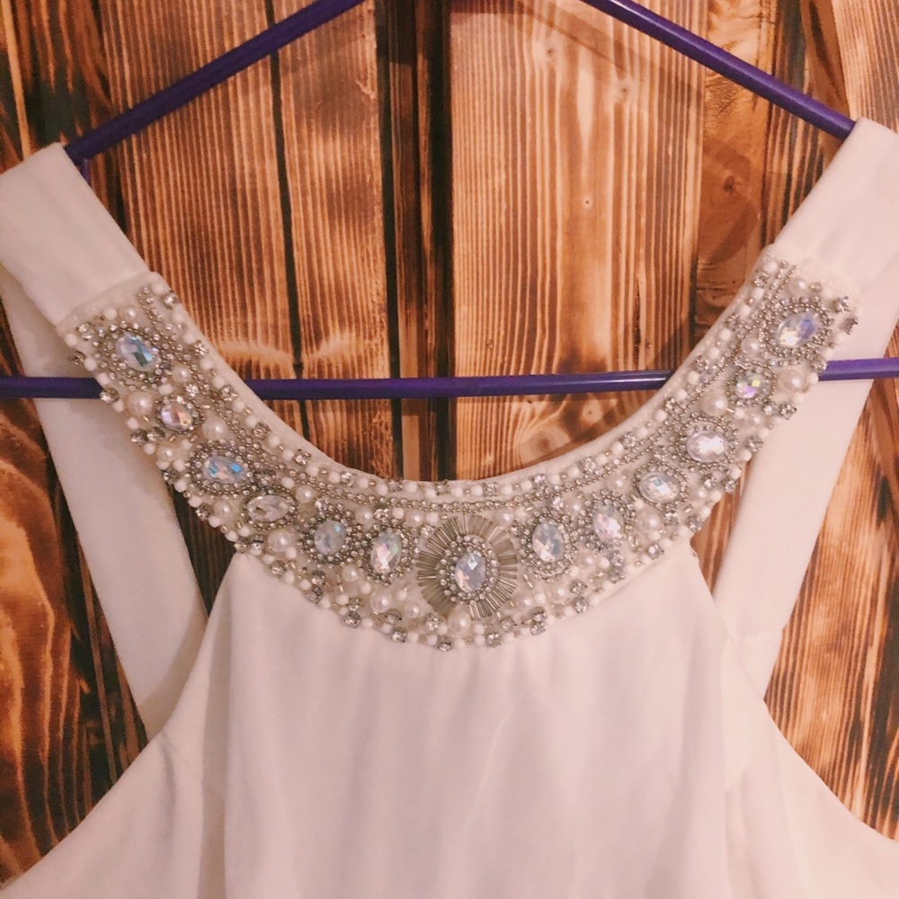 ☆ Way-In White Halter Bedazzled Dress ☆